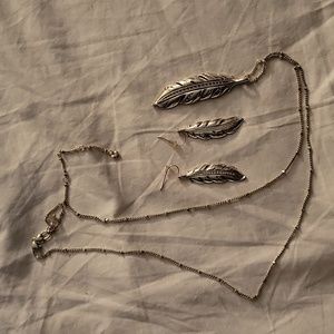 Brighton Leaf Necklace Silver and matching earrings